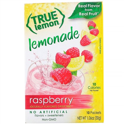 True Citrus, True Lemon, Малиновый лимонад, 10 пакетов, 1,06 унц. (30 г)
