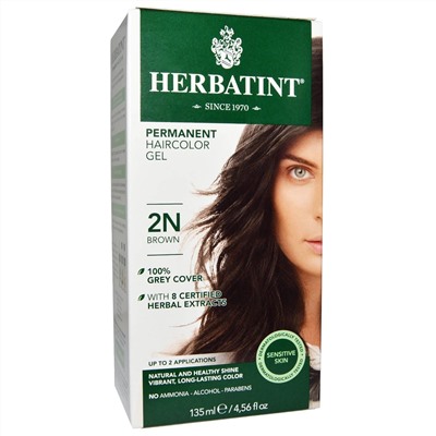 Herbatint, перманентная гель-краска для волос, 2N, коричневый, 135 мл (4,56 жидк. унций)