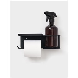 Держатель для туалетной бумаги с полочкой с отверстием для освежителя, чёрный