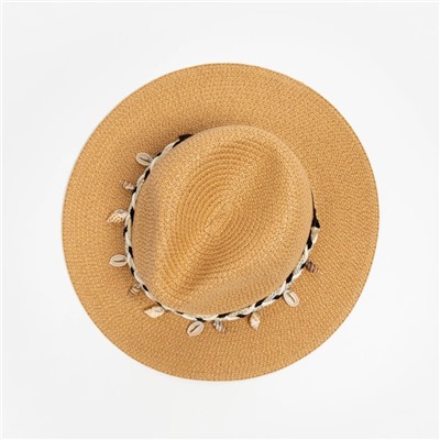 Шляпа женская MINAKU с ракушками, цвет бежевый, размер 56-58