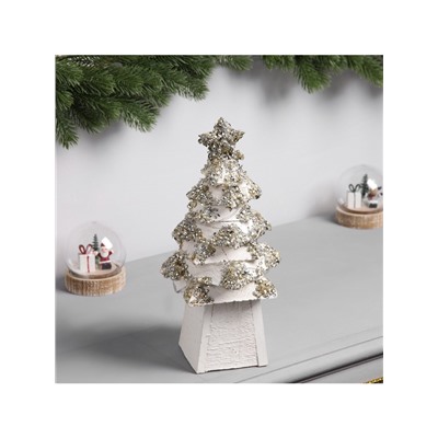 Фигура деревянная «Ёлочка белая», 27×14×14 см, 35 LED, батарейки AAx2 (не в комплекте), свечение теплое белое