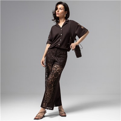 Кюлоты комбинированное с кружевом, Больше, чем просто стиль (горький шоколад)