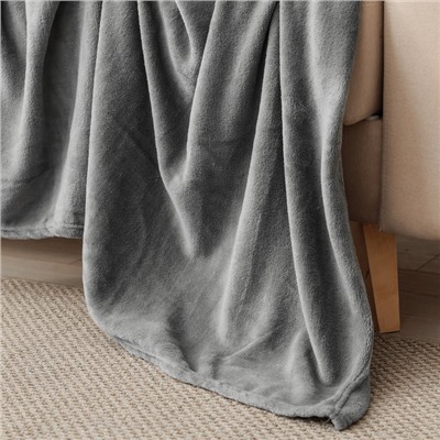 Плед «Этель», 150×200 см, корал-флис, серый