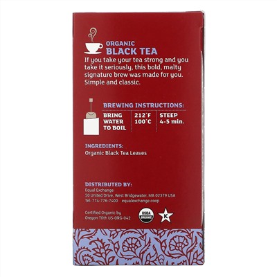 Equal Exchange, Organic Black Tea, 20 Tea Bags, 1.41 oz ( 40 g)