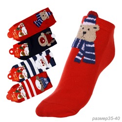 Носки р. 35-40 Новый год короткие / L817 /уп 10/1200/  ОДНА ПАРА/ МАРКА