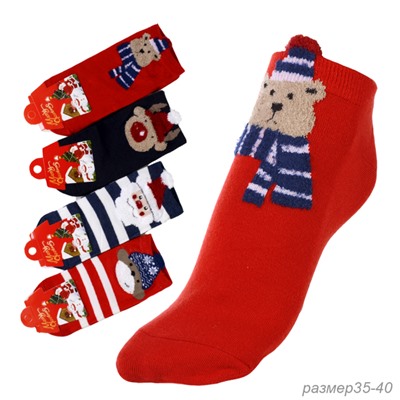 Носки р. 35-40 Новый год короткие / L817 /уп 10/1200/  ОДНА ПАРА/ МАРКА