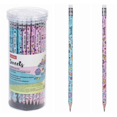 Карандаш черногр. "Сладости" с ластиком HB (076497) Хатбер