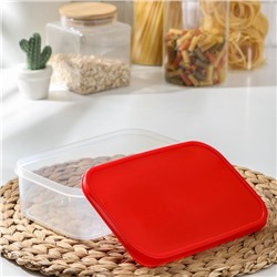Набор контейнеров пищевых прямоугольных Доляна, 3 шт.: 150 мл, 500 мл, 1.2 л, пластик, прозрачные, крышки красные