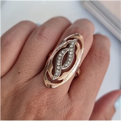 Кольцо уценка коллекция "Дубай", покрытие: позолота, вставка: фианиты, 3,3, р-р 19, арт. 217.051-19