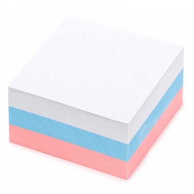 Бумага для заметок 9х9х4,5 см "Куб" триколор пастель, непроклеенная 80 г/м2 NPC3-909045 inФОРМАТ