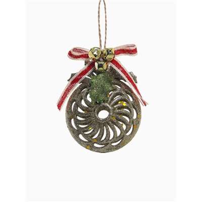 Ёлочная игрушка «Шар ажурный» 8×10 см, золото