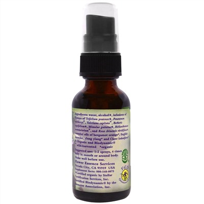 Flower Essence Services, Fear-Less, цветочная эссенция и эфирное масло, 30 мл