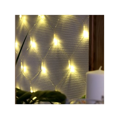Гирлянда «Сеть» 1.6×1.6 м, IP20, прозрачная нить, 144 LED, свечение тёплое белое, 8 режимов, 220 В
