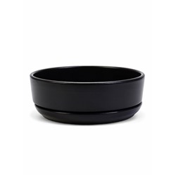 Горшок - бонсайница «Огма» для кактусов и суккулентов, 3 л, d=26 см, h=8 см, керамика, с поддоном, чёрный