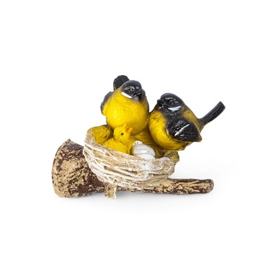 Подвесной декор из полистоуна «Гнездо с синицами» 15×13×10 см