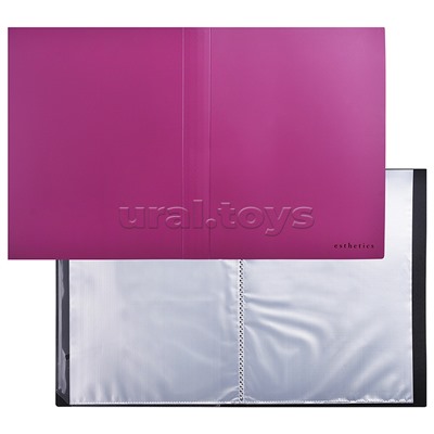 Папка с 040 вкладышами A4 "Esthetics" A4 (235x310x25 мм) полипропилен 700 мкм, фактура "soft-touch" вкладыши 30 мкм, внутренний карман 160 мкм, индивидуальная упаковка, непрозрачная бургунди