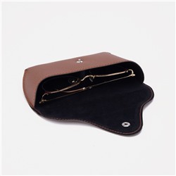 Футляр для очков на кнопке, 16×3.5×6.5 см, коричневый