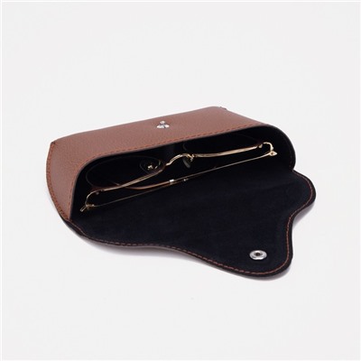 Футляр для очков на кнопке, 16×3.5×6.5 см, коричневый