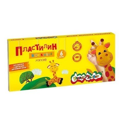 Пластилин восковой  6цв 90гр. ПВКМ06 Каляка-Маляка