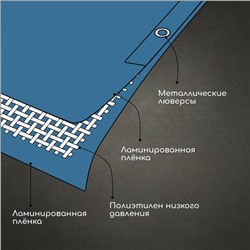 Тент защитный, 5×3 м, плотность 60 г/м², УФ, люверсы шаг 1 м, тарпаулин, УФ, голубой