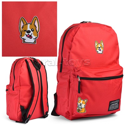 Рюкзак "Corgi" подростковый 40x29x17 см (14 л) 250 г, 1 отделение на молнии, 1 передний карман, вышивка, красный