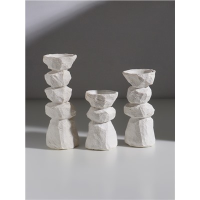 Набор подсвечников на 1 свечу «Стоунхендж», 3 шт., полистоун d=3 и 5.5 см