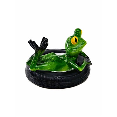 Садовая фигура из полистоуна «Лягушка на шине», 14×13×9.5 см, водоплавающая
