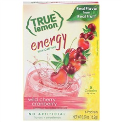 True Citrus, True Lemon, Energy, Wild Cherry Cranberry , 6 Packets, 0.57 oz (16.2 g)