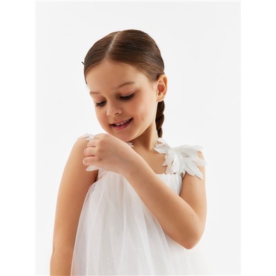 Платье нарядное для девочки MINAKU: PartyDress, рост 104-110 см, белое