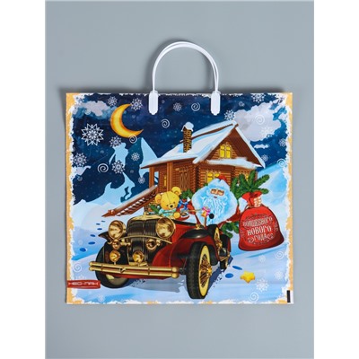 Пакет подарочный «Новогодняя доставка», полиэтиленовый с пластиковой ручкой, 37×35 см