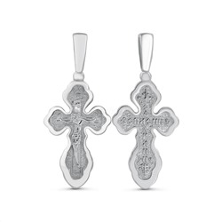 Крест из серебра родированный 4 см 925 пробы 3-272р