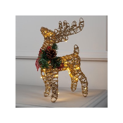 Светодиодная фигура «Олень золотистый» 36×20×10 см, металл, батарейки ААх3 (не в комплекте), свечение тёплое белое