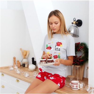 Пижама женская (футболка и шорты) KAFTAN «Мишки» размер 52-54