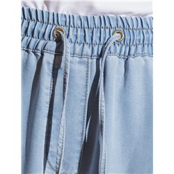 Брюки бананы с поясом на резинке из джинсового лиоцелла