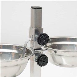 Подставка с мисками, 2×500 мл, высота 30 см, разборная с верхним фиксатором, хром