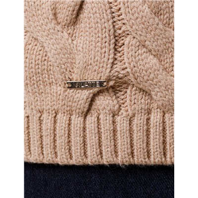 Удлиненный свитер фактурной вязки с узором косы