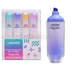 Набор маркеров-выделителей "Degrade" двусторонние, 4 шт. 8 цветов. плоский корпус c клипом, скошенный наконечник, ширина линии 1-4 мм, в пластиковой коробке