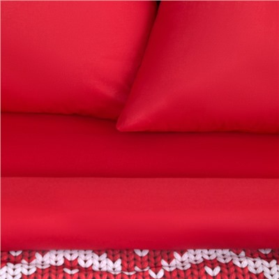 Постельное бельё «Этель» 2 сп Новогодняя вязка 175×215 см, 200×220 см, 70×70 см - 2 шт., поплин