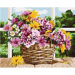Картина по номерам 40х50 см "Букет в корзинке" живопись с красками и кистью PNB/PL-164 ФРЕЯ