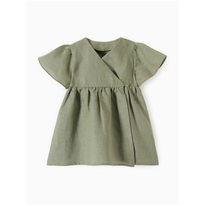 Платье для девочки «Крошка Я» Linen, рост 68-74 см, зелёное