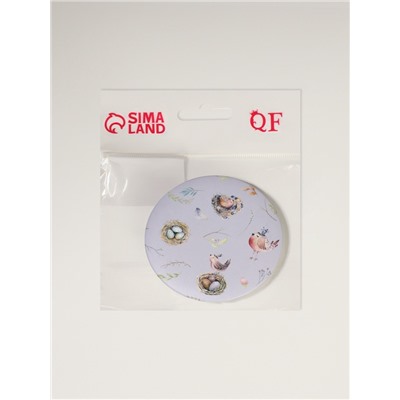 Зеркало складное «Птички», d=7.3 см, с увеличением х2, сиреневое