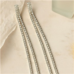 Серьги вечерние длинные со стразами, цвет серебристый, арт. 006.045