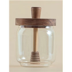 Баночка для мёда SL Home «Южная акация», 450 мл, 9×13.5 см, с крышкой и ложкой, стекло, прозрачная