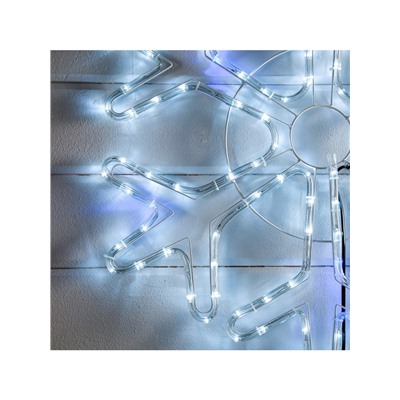 Светодиодная фигура «Снежинка», 69 см, дюралайт, 144 LED, 220 В, мерцание, свечение белый/синий