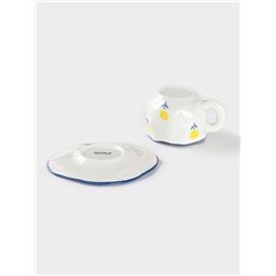 Чайная пара Доляна «Одуванчик», чашка 320 мл, блюдце d=16 см, ручная роспись, керамика, белая