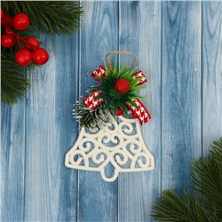 Ёлочная игрушка «Зимнее волшебство. Колокольчик ажур» пластик, 7×8 см, белый