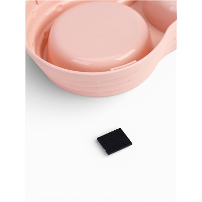 Миска двойная, 25×14×5 см, на пластиковом основании, металл, розовая