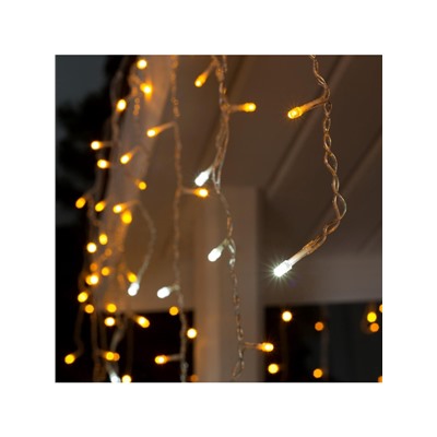 Гирлянда «Бахрома» 3×0.6 м, IP44, УМС, прозрачная нить, 160 LED, свечение жёлтое, мерцание белым, 220 В