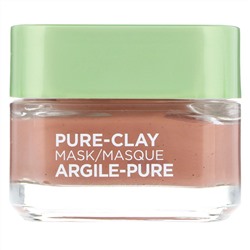 L'Oreal, Pure-Clay, отшелушивающая и сужающая поры маска, 3 натуральные глины + красные водоросли, 48 г (1,7 унции)