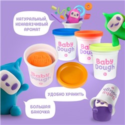 Тесто для лепки BabyDough, набор 4 цвета (синий, нежно-зеленый, красный, оранжевый)